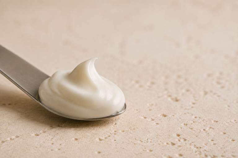 Macro della texture della crema su una spatola